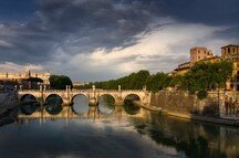 Bridge over the Tiber River in Rome, Italy Bridge over the Tiber River in Rome, Italy